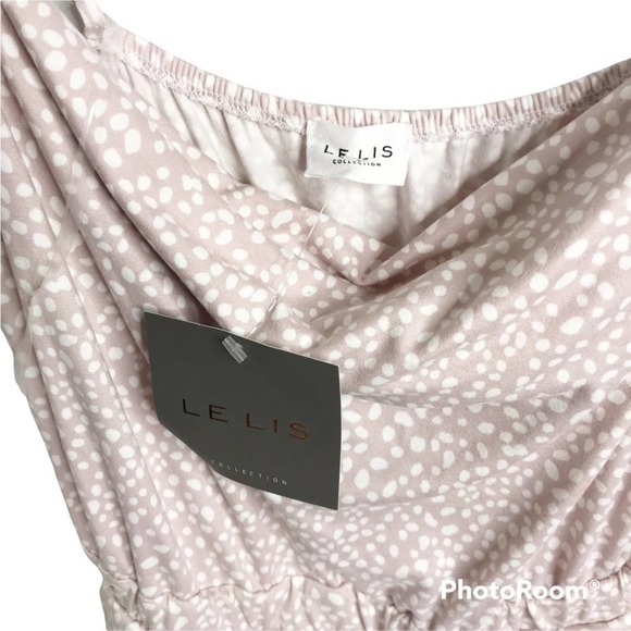 Le Lis pink and white polka dot lightweight romper NWT - Picture 6 of 6